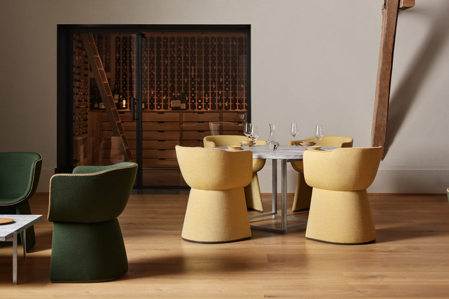 Monolit Lounge Chair by Fritz Hansen, showing monolit lounge chair in live shot.