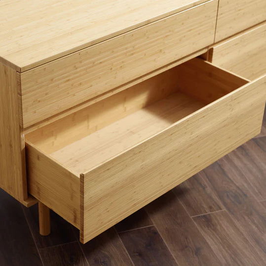 Monterey Drawer Double Dresser by Greenington, showing closeup view of monterey drawer double dresser in live shot.