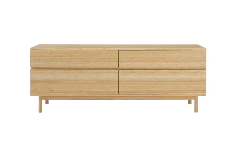 Monterey Drawer Double Dresser by Greenington, showing front view of monterey drawer double dresser in wheat bamboo wood.