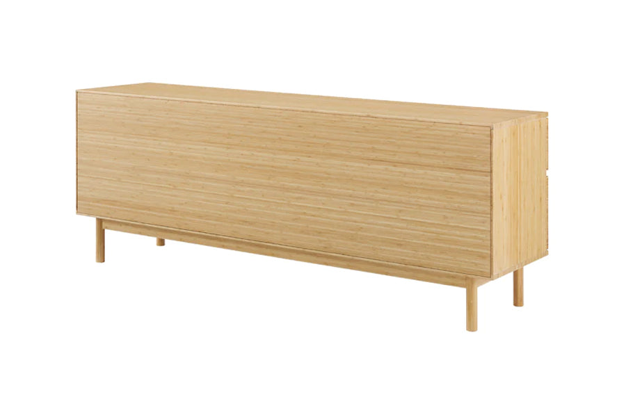 Monterey Drawer Double Dresser by Greenington, showing back view of monterey drawer double dresser in wheat bamboo wood.