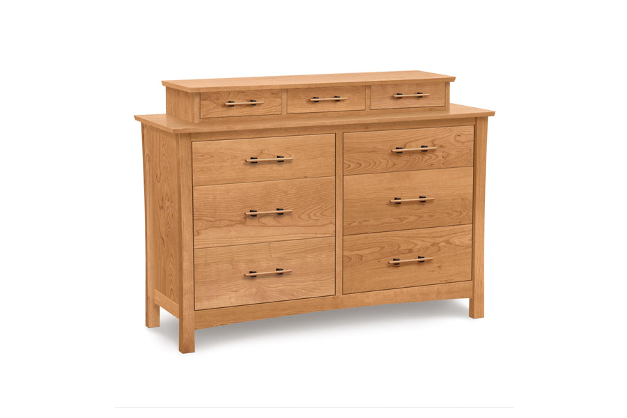 Monterey Dresser by Copeland Furniture, showing angle view of monterey dresser in 6 drawers/natural cherry with dresser accessory.