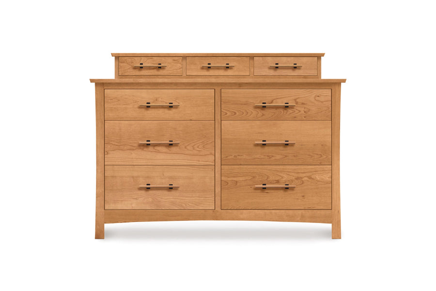 Monterey Dresser by Copeland Furniture, showing front view of monterey dresser in 6 drawers/natural cherry with dresser accessory.