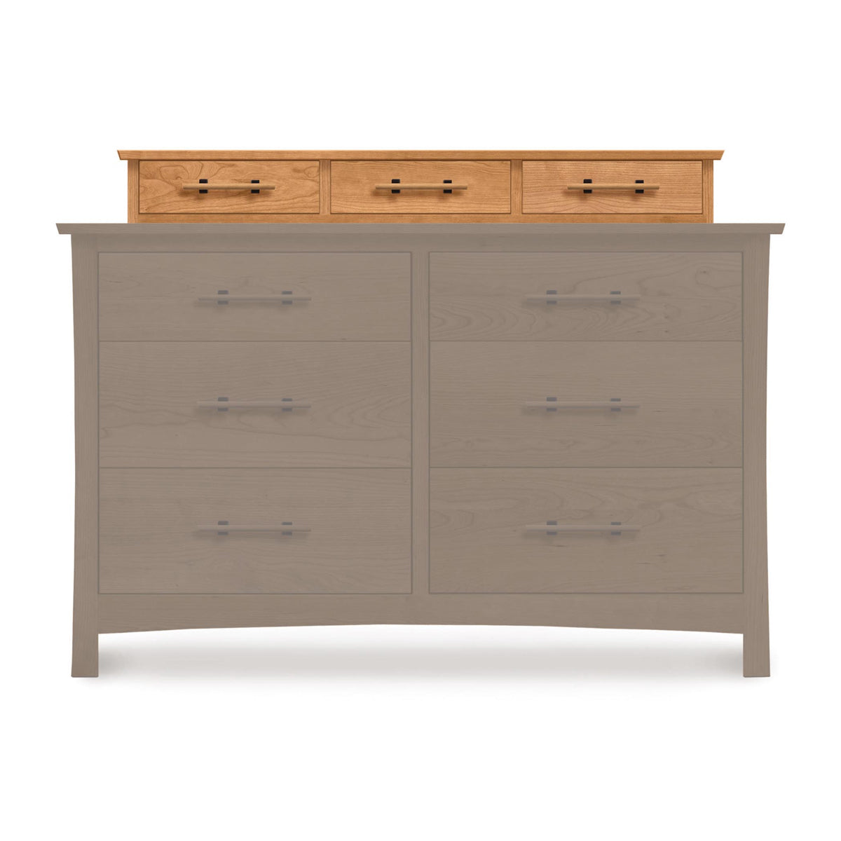 Monterey Dresser Accessory Case by Copeland Furniture, showing front view of monterey dresser accessory case in natural cherry.