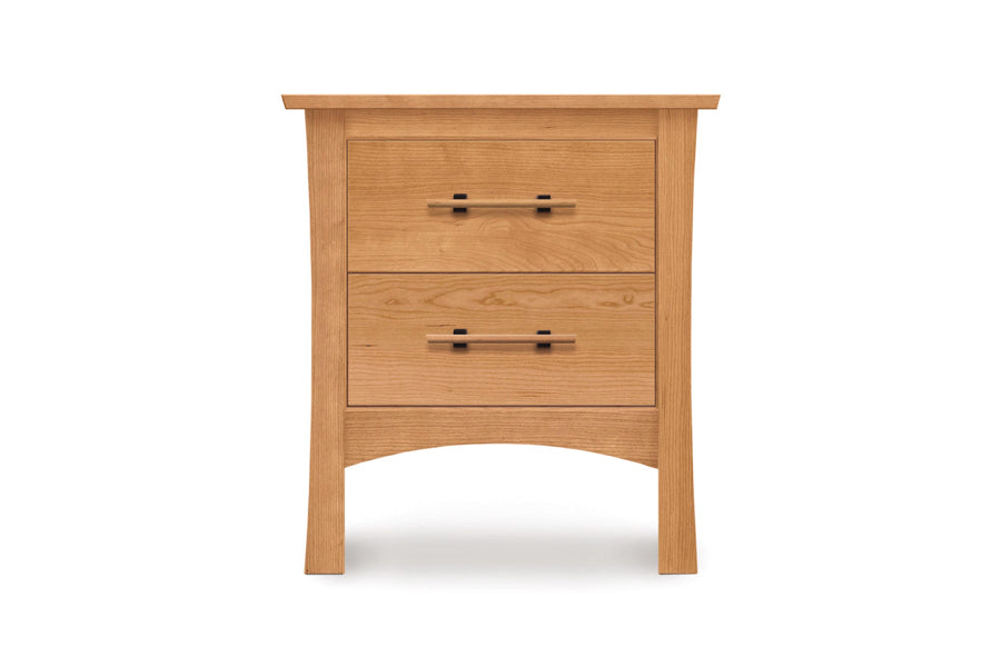 Monterey Nightstand by Copeland Furniture, showing front view of monterey nightstand in 2 drawer/natural cherry.