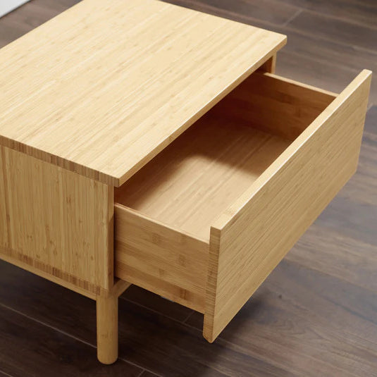 Monterey Nightstand by Greenington, showing closeup view of monterey nightstand in live shot.