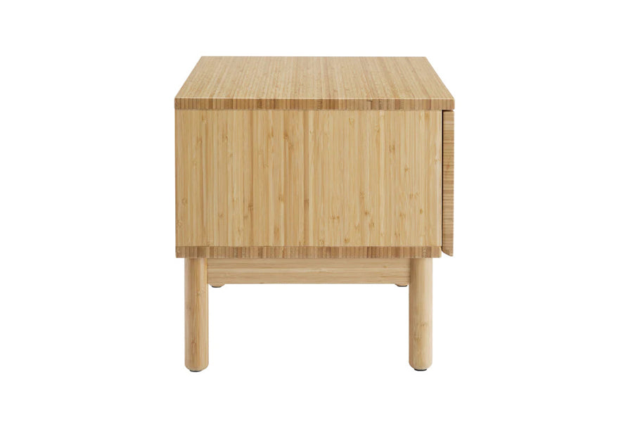 Monterey Nightstand by Greenington, showing side view of monterey nightstand in wheat bamboo wood.