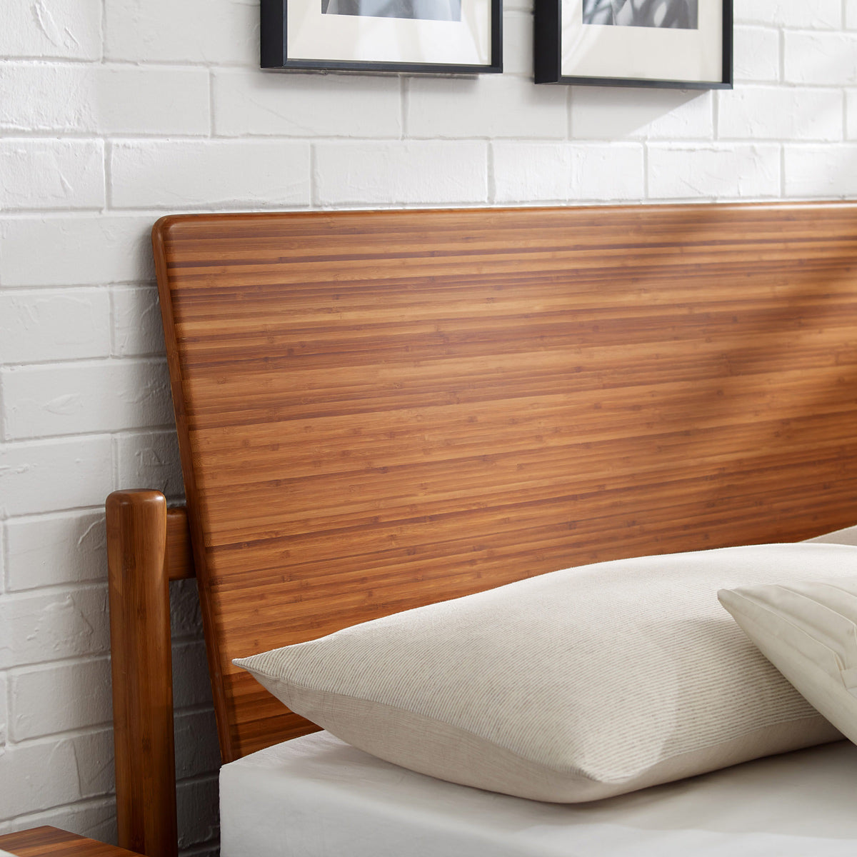 Monterey Platform Bed by Greenington, showing closeup view of monterey platform bed in live shot.