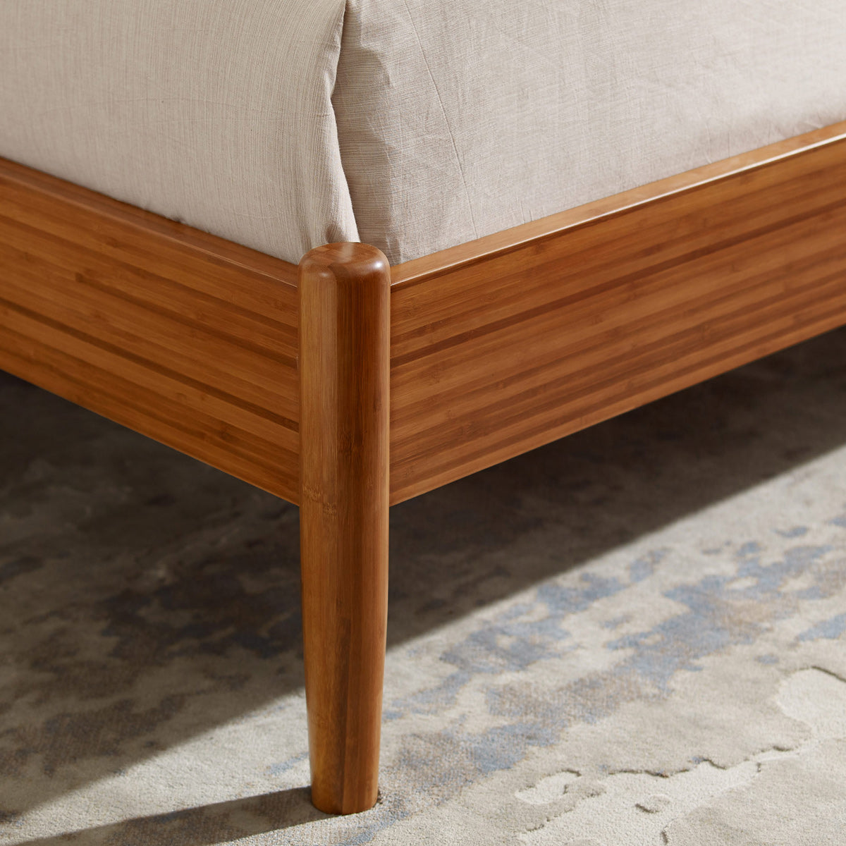 Monterey Platform Bed by Greenington, showing closeup view of monterey platform bed in live shot.