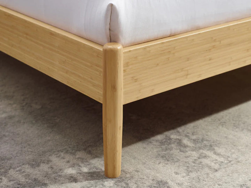 Monterey Platform Bed by Greenington, showing closeup view of monterey platform bed in live shot.