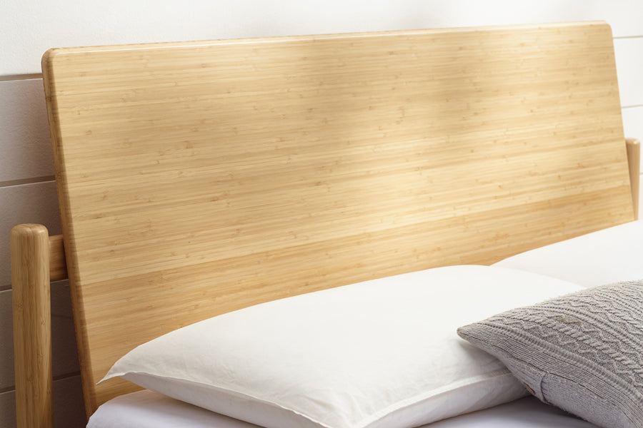 Monterey Platform Bed by Greenington, showing closeup view of monterey platform bed in live shot.
