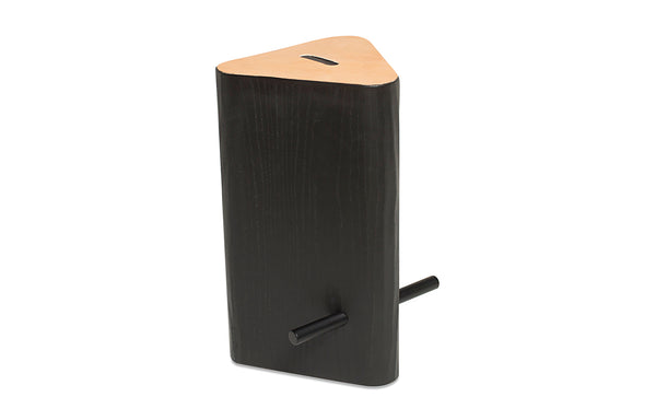 Moose Counter Stool by Tronk Design - Black Powder Coated Steel, Black Painted White Oak, Natural Leather.