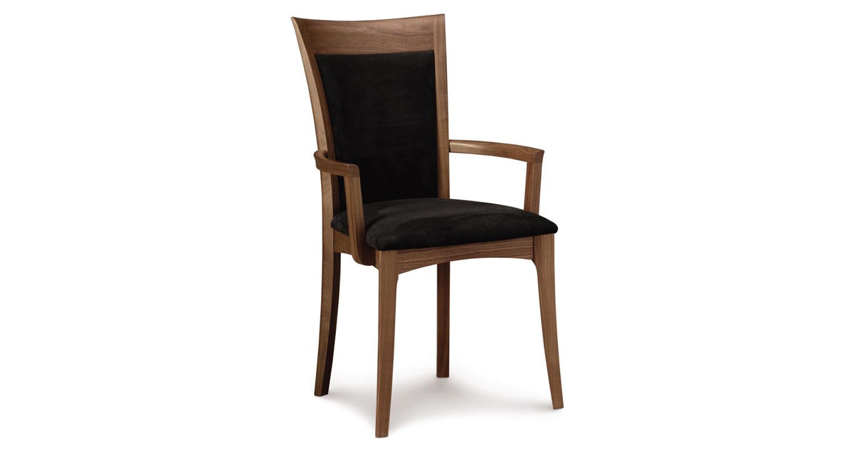Morgan Upholstered Armchair by Copeland Furniture, showing angle view of morgan upholstered armchair.