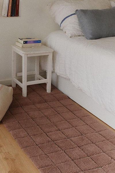 Mosaic Woolable Runner Rug by Lorena Canals, showing mosaic woolable runner rug in live shot.