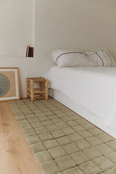 Mosaic Woolable Runner Rug by Lorena Canals, showing mosaic woolable runner rug in live shot.