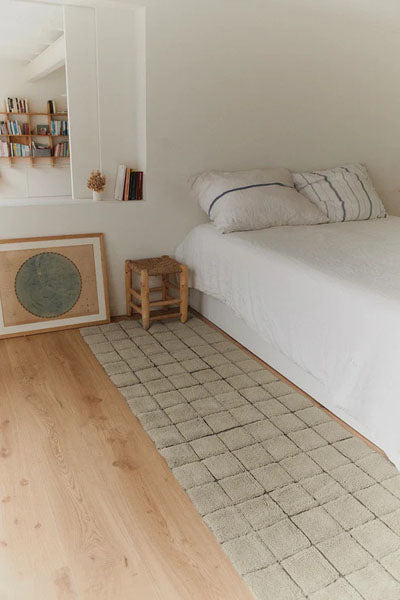 Mosaic Woolable Runner Rug by Lorena Canals, showing mosaic woolable runner rug in live shot.