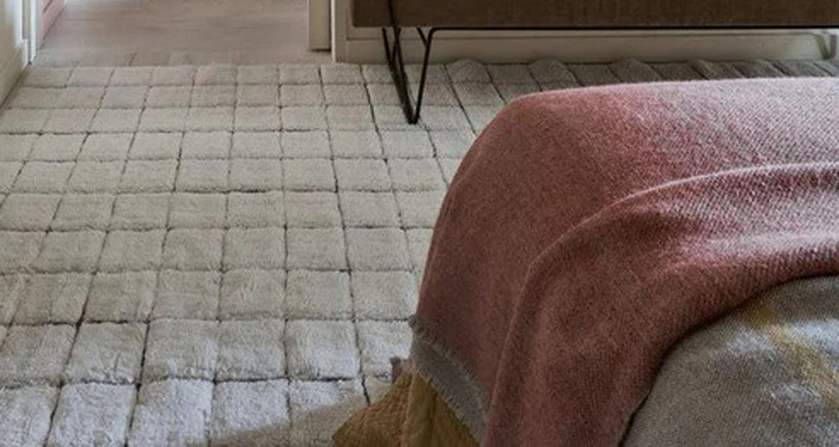 Mosaic Woolable Runner Rug by Lorena Canals, showing mosaic woolable runner rug in live shot.