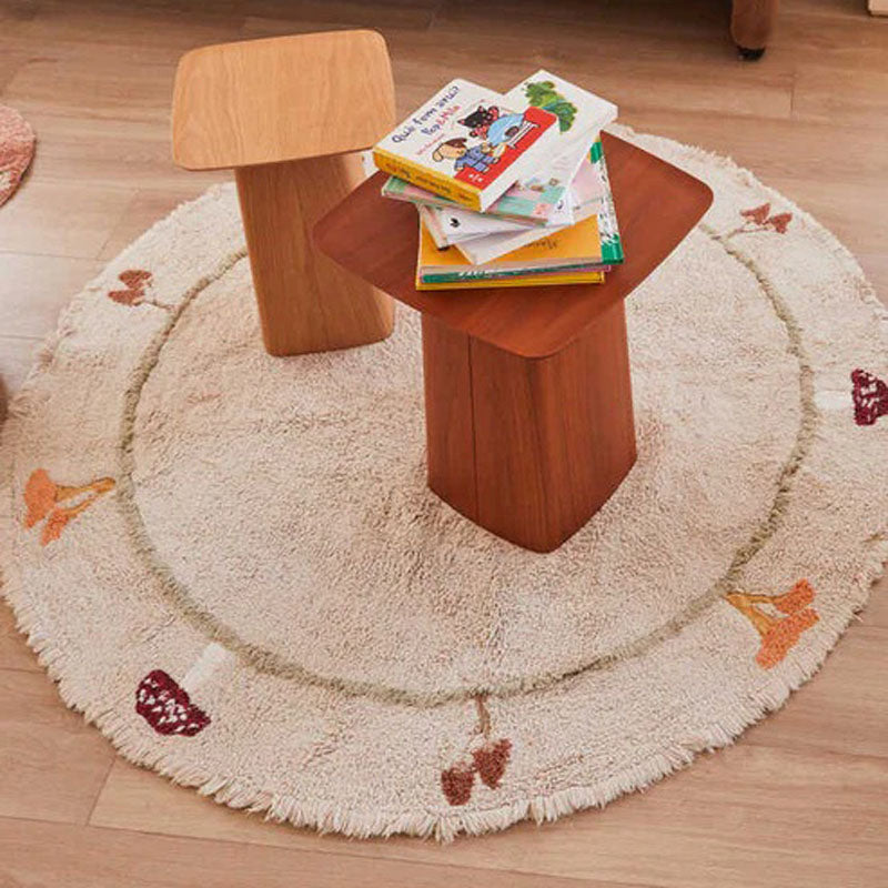 Mushrooms Hunts Washable Rug  by Lorena Canals, showing mushrooms hunts washable rug in live shot.