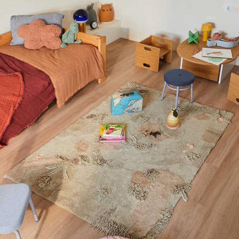 Mushrooms Hunts Washable Rug  by Lorena Canals, showing mushrooms hunts washable rug in live shot.