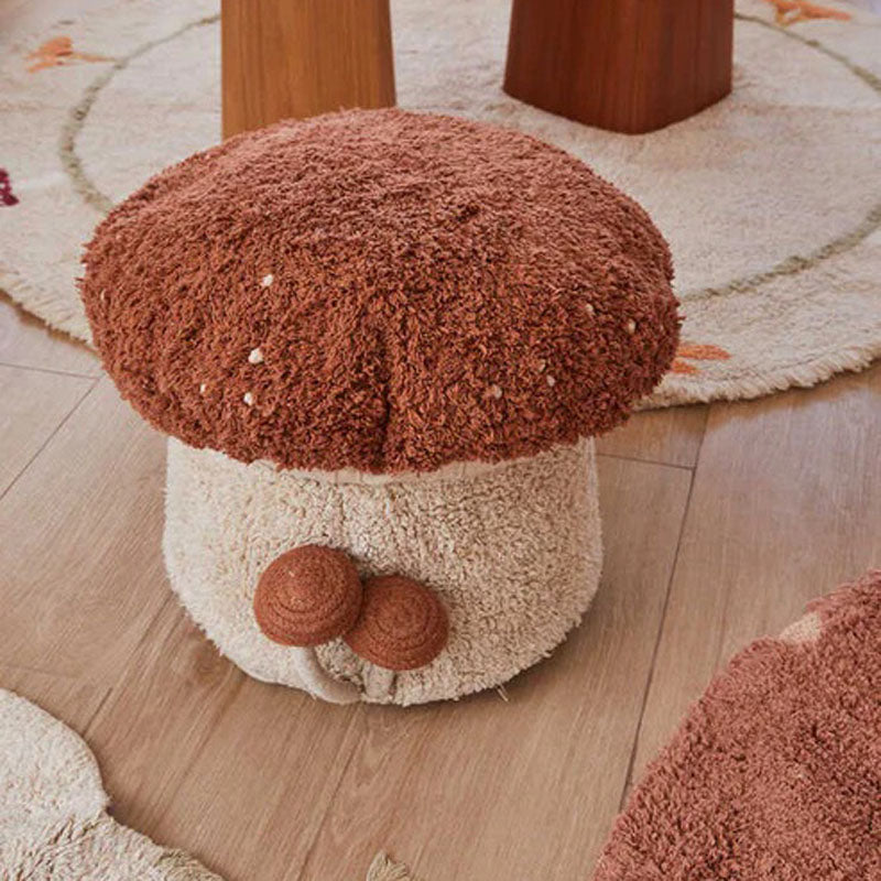 Mushrooms Hunts Boletus Pouf by Lorena Canals, showing mushrooms hunts boletus pouf  in live shot.