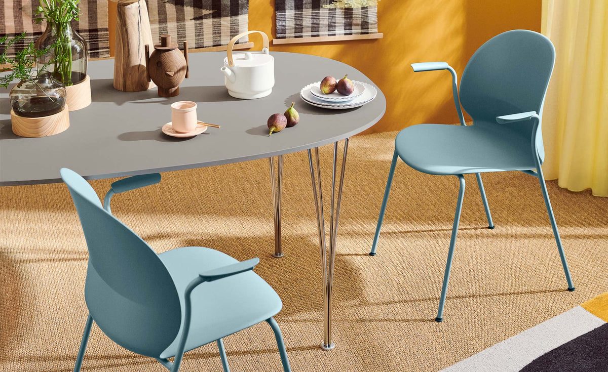 N02 Recycle Armchair by Fritz Hansen, showing n02 recycle armchairs in live shot.