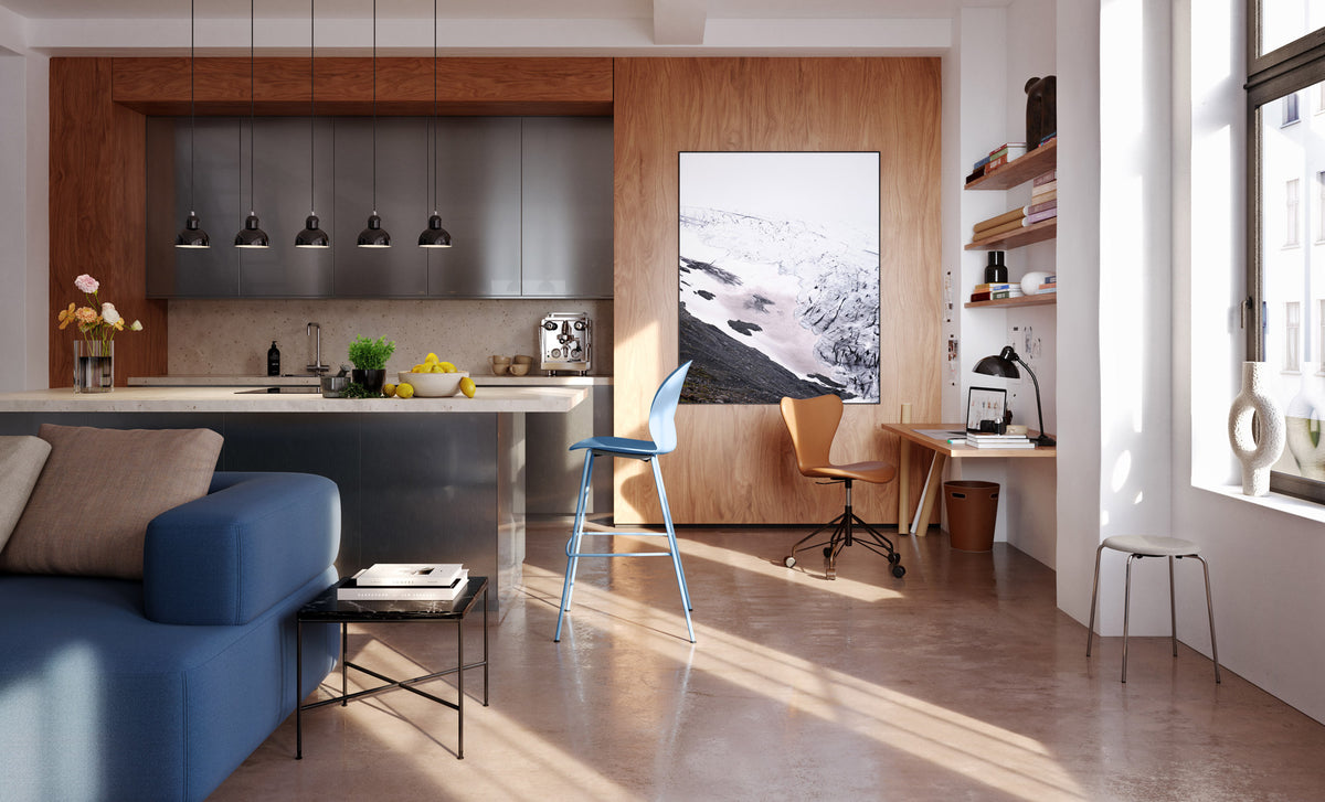 N02 Recycle Bar Stool by Fritz Hansen, showing n02 recycle bar stool in live shot.