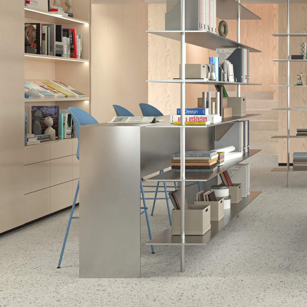 N02 Recycle Bar Stool by Fritz Hansen, showing n02 recycle bar stools in live shot.