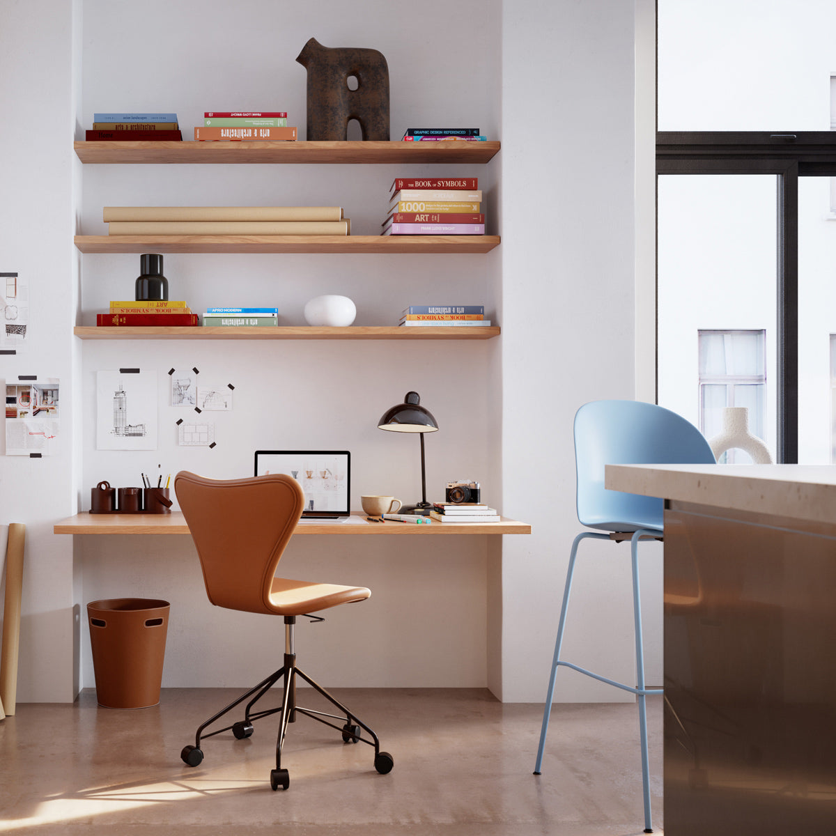 N02 Recycle Bar Stool by Fritz Hansen, showing n02 recycle bar stool in live shot.