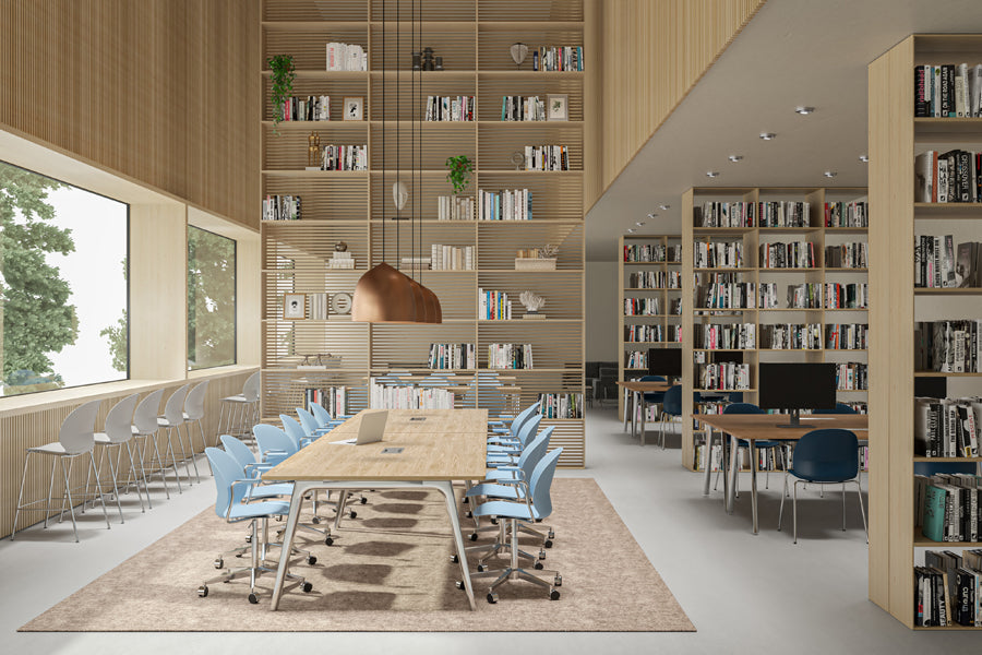 N02 Recycle Bar Stool by Fritz Hansen, showing n02 recycle bar stools in live shot.