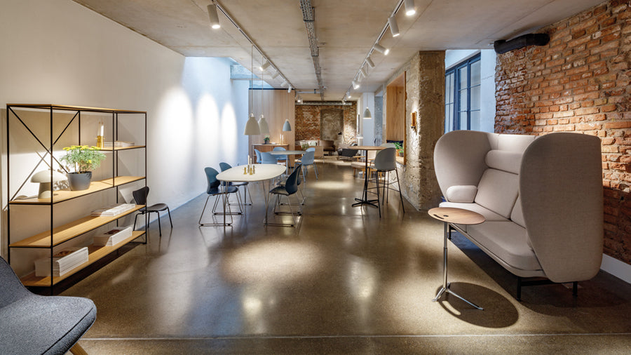 N02 Recycle Bar Stool by Fritz Hansen, showing n02 recycle bar stools in live shot.