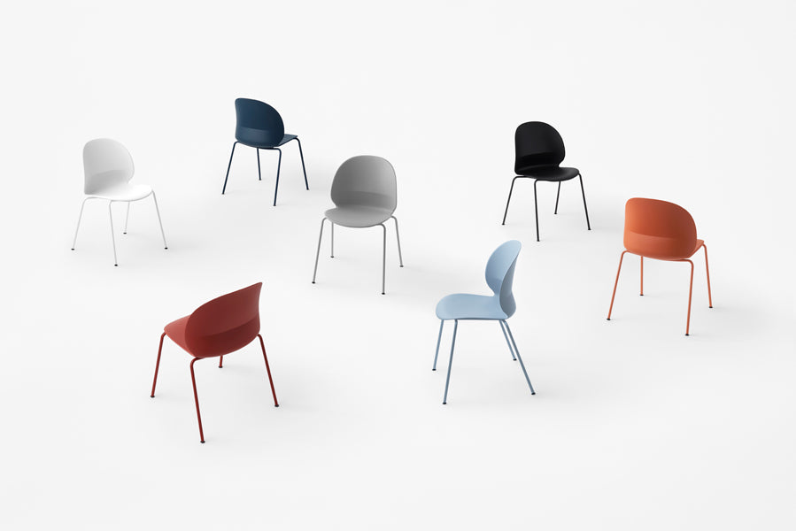 N02 Recycle Chair by Fritz Hansen, showing n02 recycle chairs in live shot.