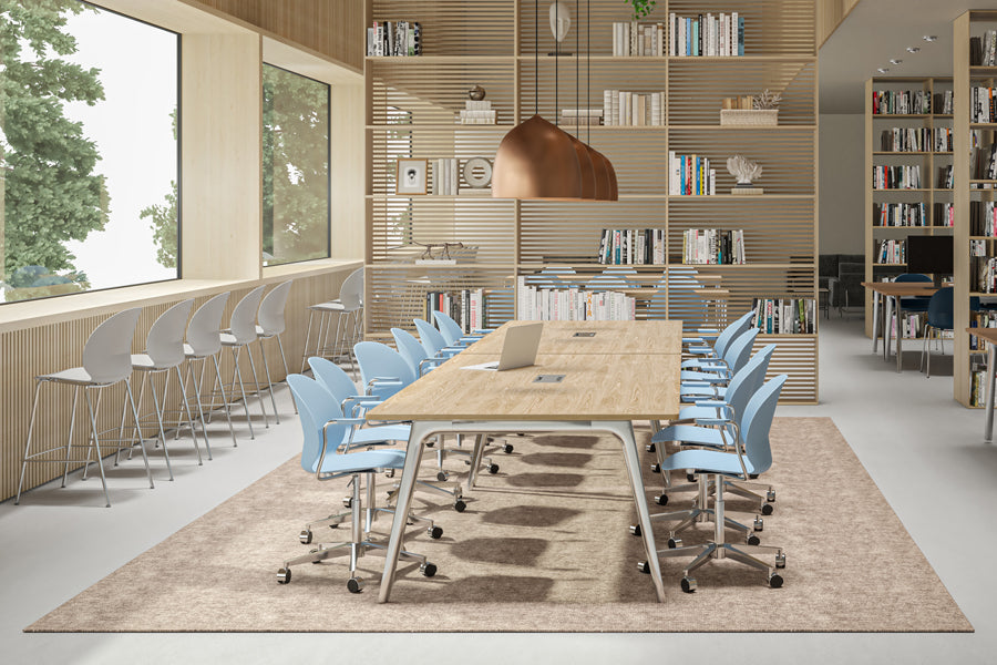 N02 Recycle Counter Stool by Fritz Hansen, showing n02 recycle counter stools in live shot.