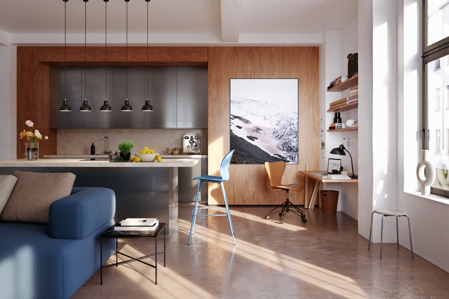 N02 Recycle Counter Stool by Fritz Hansen, showing n02 recycle counter stool in live shot.