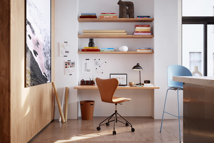 N02 Recycle Counter Stool by Fritz Hansen, showing n02 recycle counter stool in live shot.