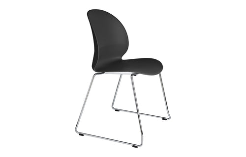 N02 Recycle Sledge Chair by Fritz Hansen - Black Recycled Plastic/Chromed Solid Steel.