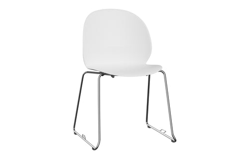 N02 Recycle Sledge Welded Chair by Fritz Hansen - Off White Recycled Plastic/Chromed Solid Steel.