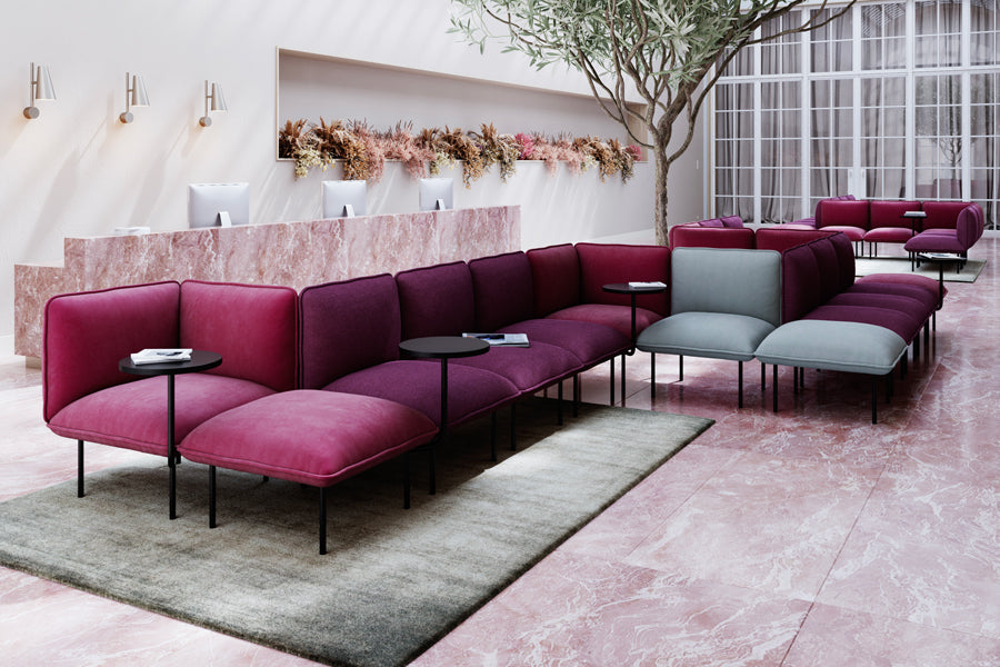 Nakki Lobby Side Table by Woud, showing nakki lobby side tables with nakki lobby collection in live shot.