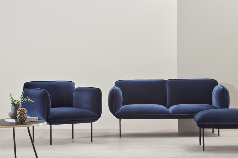 Nakki Sofa by Woud, showing nakki sofas in live shot.