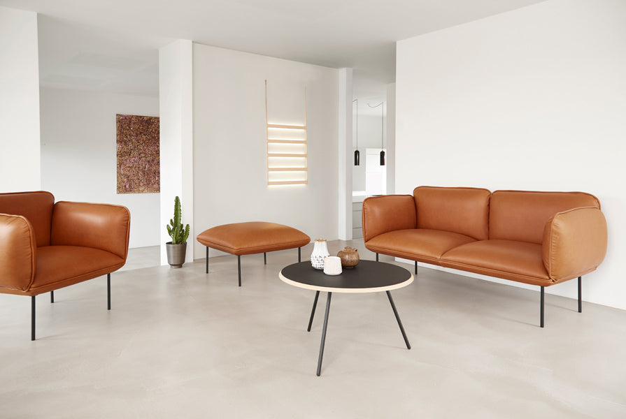 Nakki Sofa by Woud, showing nakki sofas in live shot.