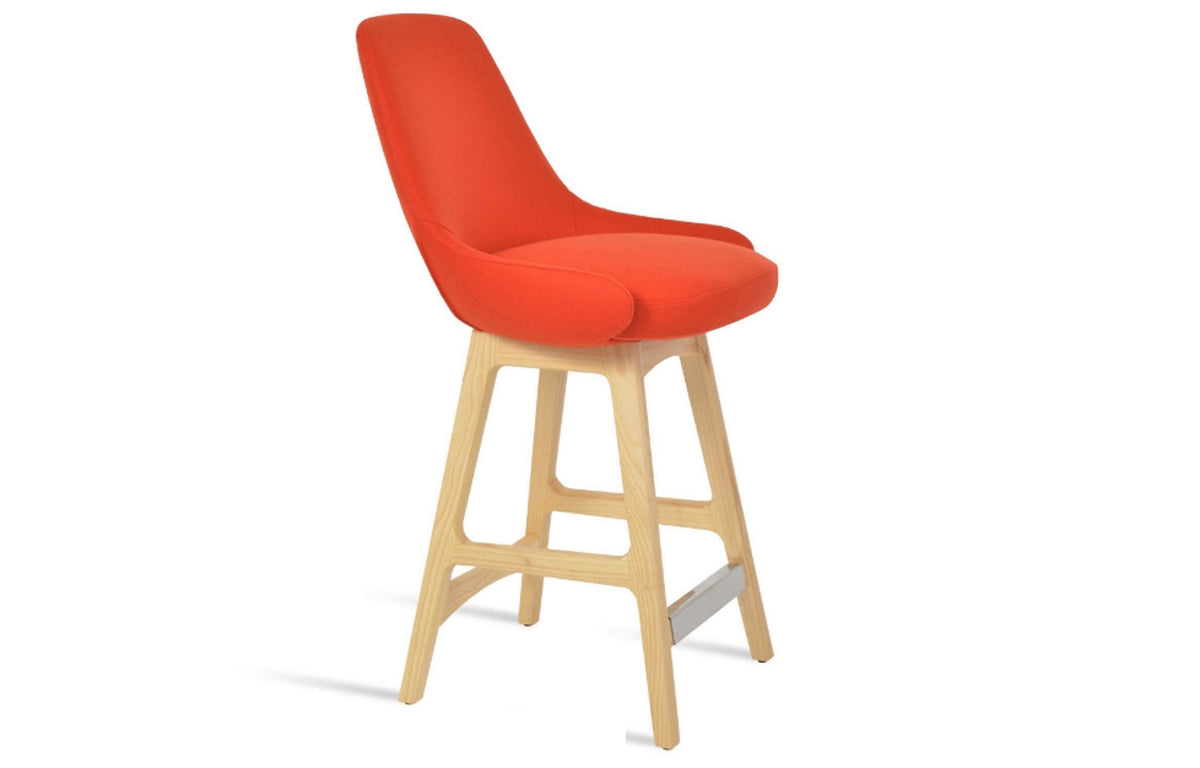 Gazel PR Wood Counter Stool by SohoConcept - Natural Ash Wood, Camira Blazer Orange Wool.