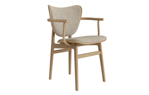 Elephant Dining Arm Chair by Norr11 - Natural Solid Oak, Cat 2 Fabric Front Upholstery.