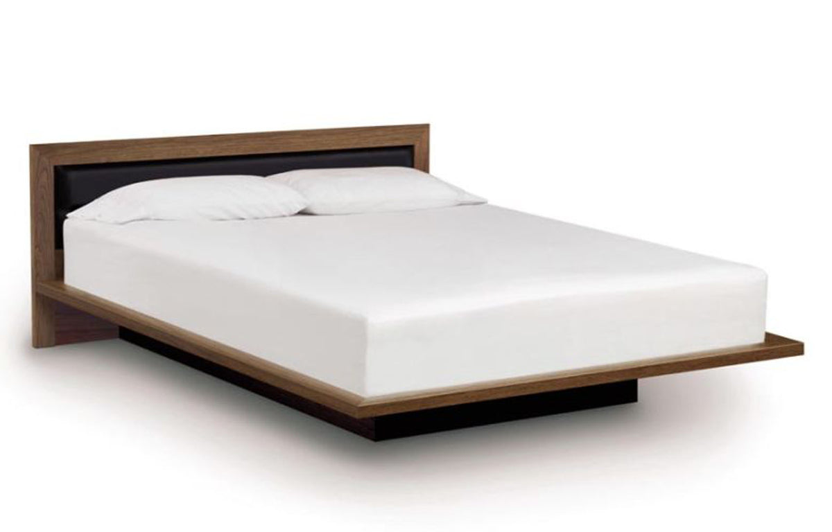 Moduluxe 29" H Bed With Upholstered Headboard - Queen by Copeland Furniture - Natural Walnut, Onyx Microsuede.