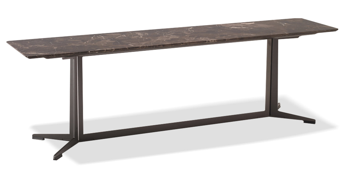 Navajo Sofa Table by Mobital, showing angle view of navajo sofa table.
