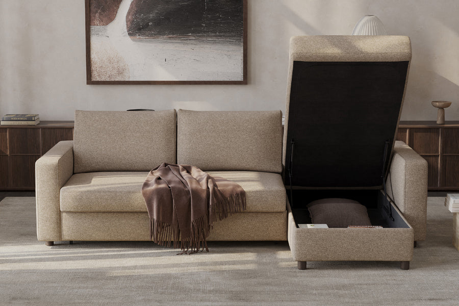 Neah Full Lounger Sofa Bed with Curved Arms by Innovation, showing neah full lounger sofa bed with curved arms in live shot.