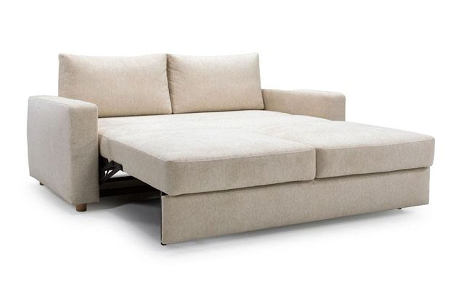 Neah Queen Sofa Bed with Arm by Innovation, showing angle view of neah queen sofa bed with arm.