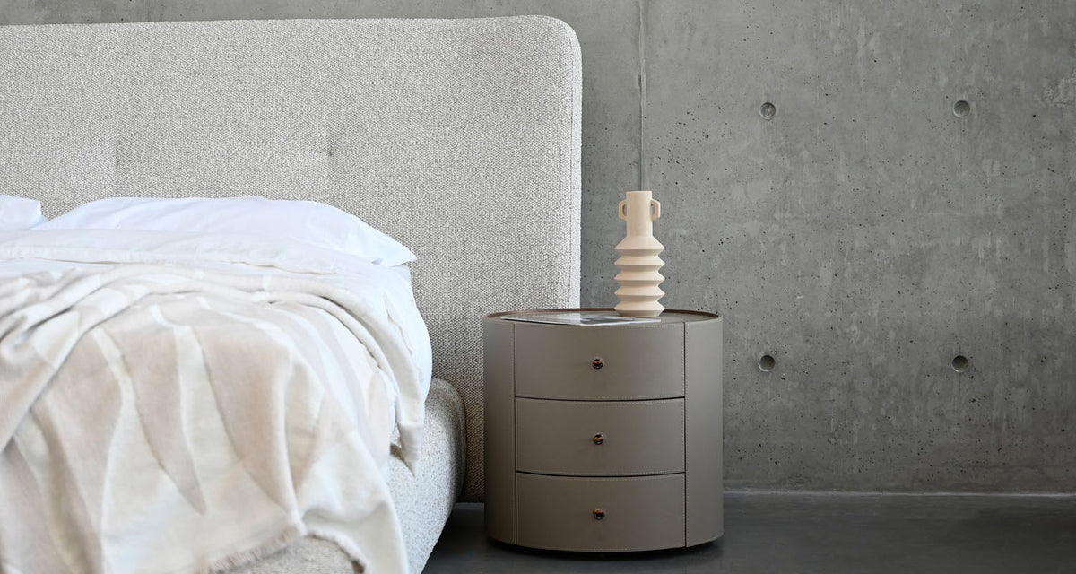 Neru Round Side Table by Mobital, showing neru round side table in live shot.