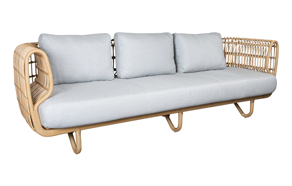 Nest Indoor Sofa by Cane-Line - 3-Seater, White Scent Textile Set.