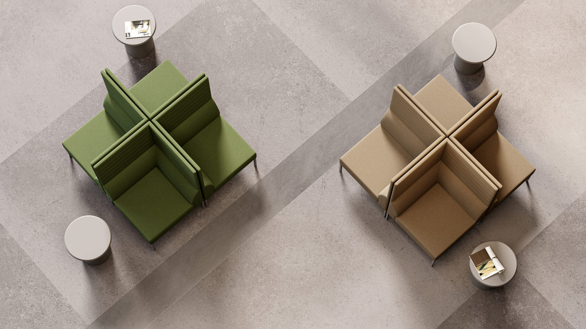Noda Modular Corner by B&T, showing noda modular corners in live shot.