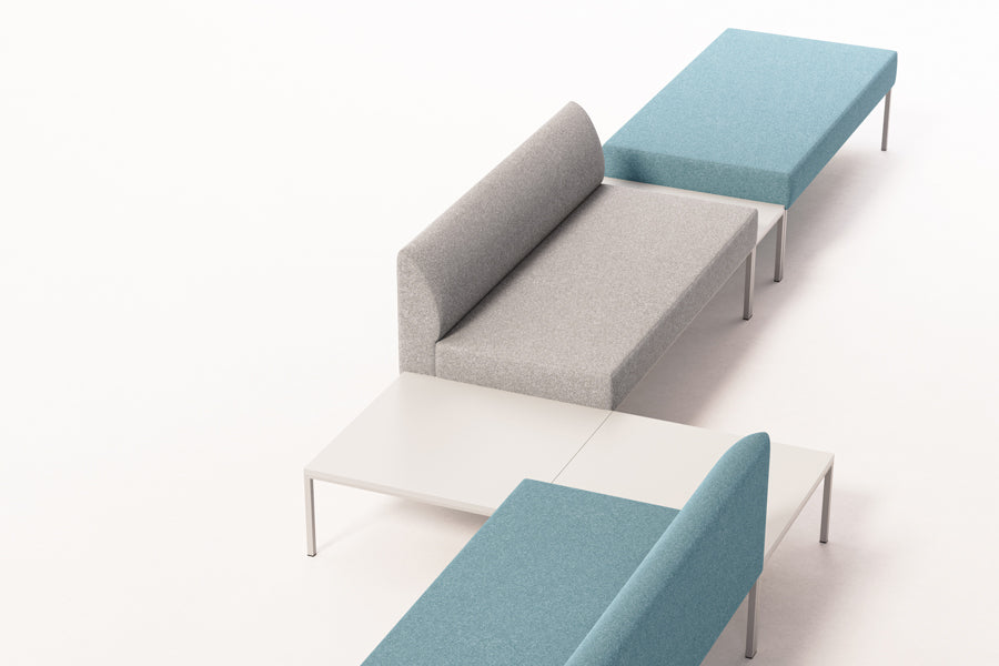 Noda Modular Pouf by B&T, showing noda modular pouf in live shot.