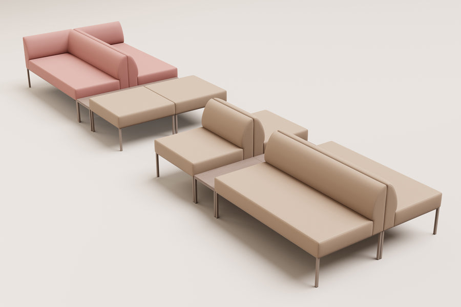Noda Modular Sofa by B&T, showing noda modular sofas in live shot.
