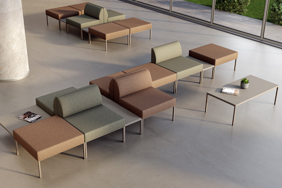 Noda Modular Table by B&T, showing noda modular tables in live shot.